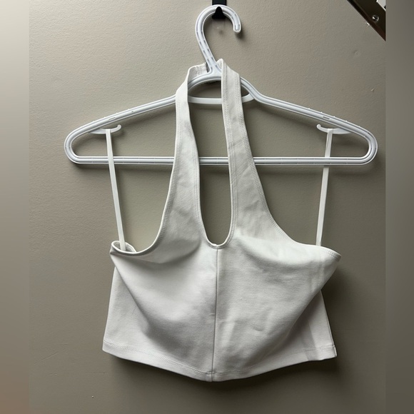 Sun•Deh Aritzia White Cropped Halter Top - Picture 1 of 4